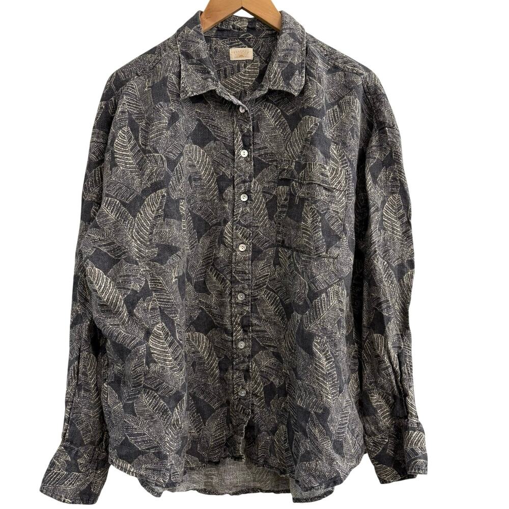 Faherty Palma Button Down Linen Shirt Womens Size XL Breathable Coastal Preppy
